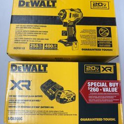 Dewalt 1/2” Impact Wrench And Battery Kit.