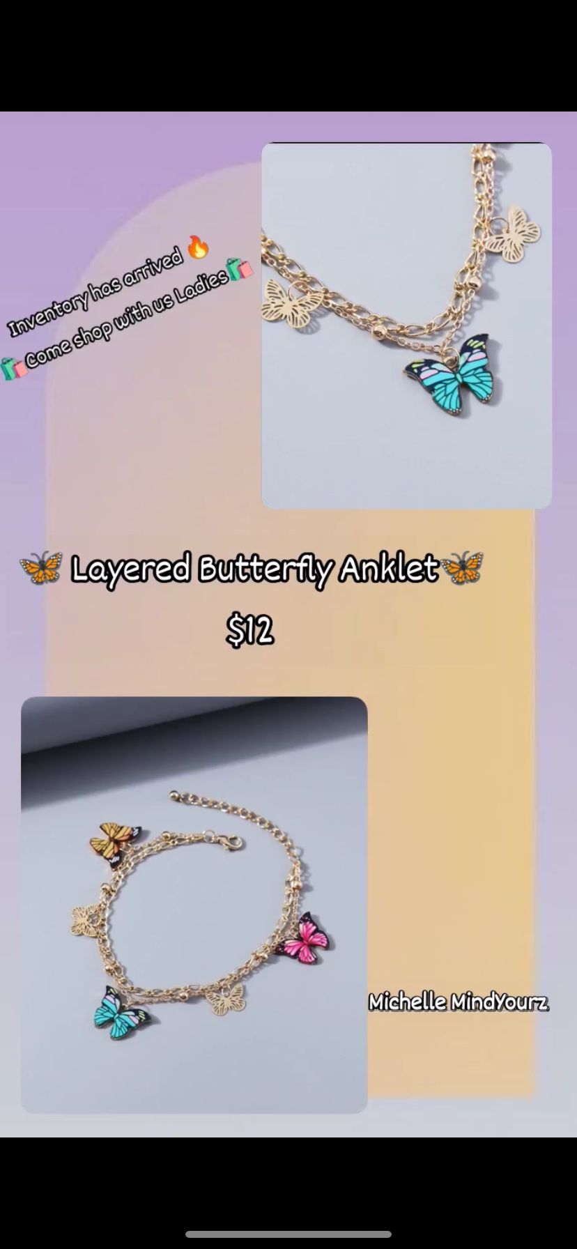 Layered Butterfly🦋 BagGirl💰 Luminous BlueStar✨Gold Cuban⚜️Sliver Cuban🩶