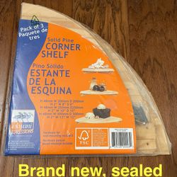 NEW pack of 3 pine shelves (hardware included)