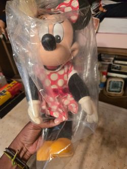Vintage Disney Minnie Mouse Plastic / Rubber Baby Doll Red Polka Dot Dress