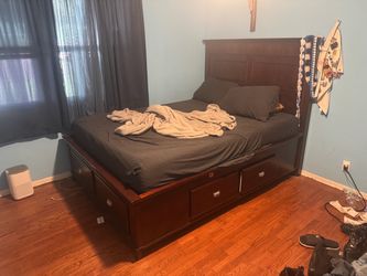 Queen Bed Frame with Storage Drawers