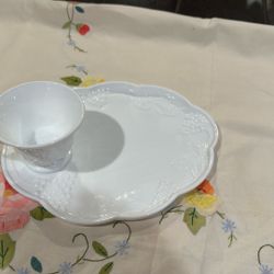 Snack Set Milk Glass 