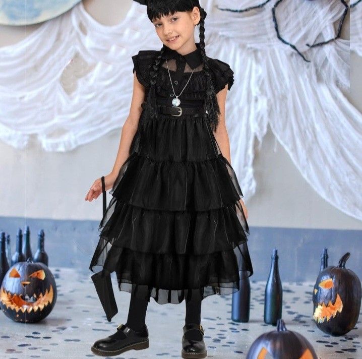 Wednesday Adams Black Kids Dress
