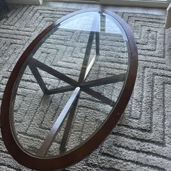 Glass Top Coffee Table, Dark Wood Material, Modern Decor