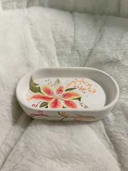 Hand Painted Lily Trinket Tray