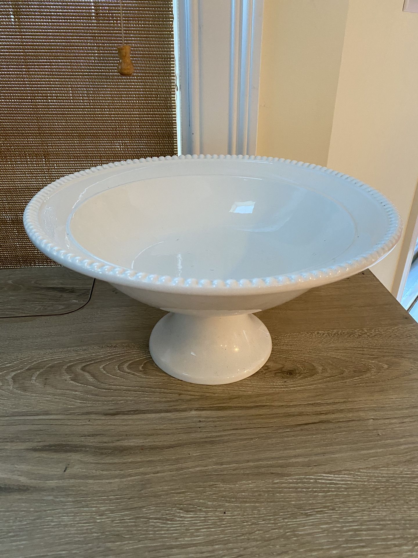 White pedestal fruit dish