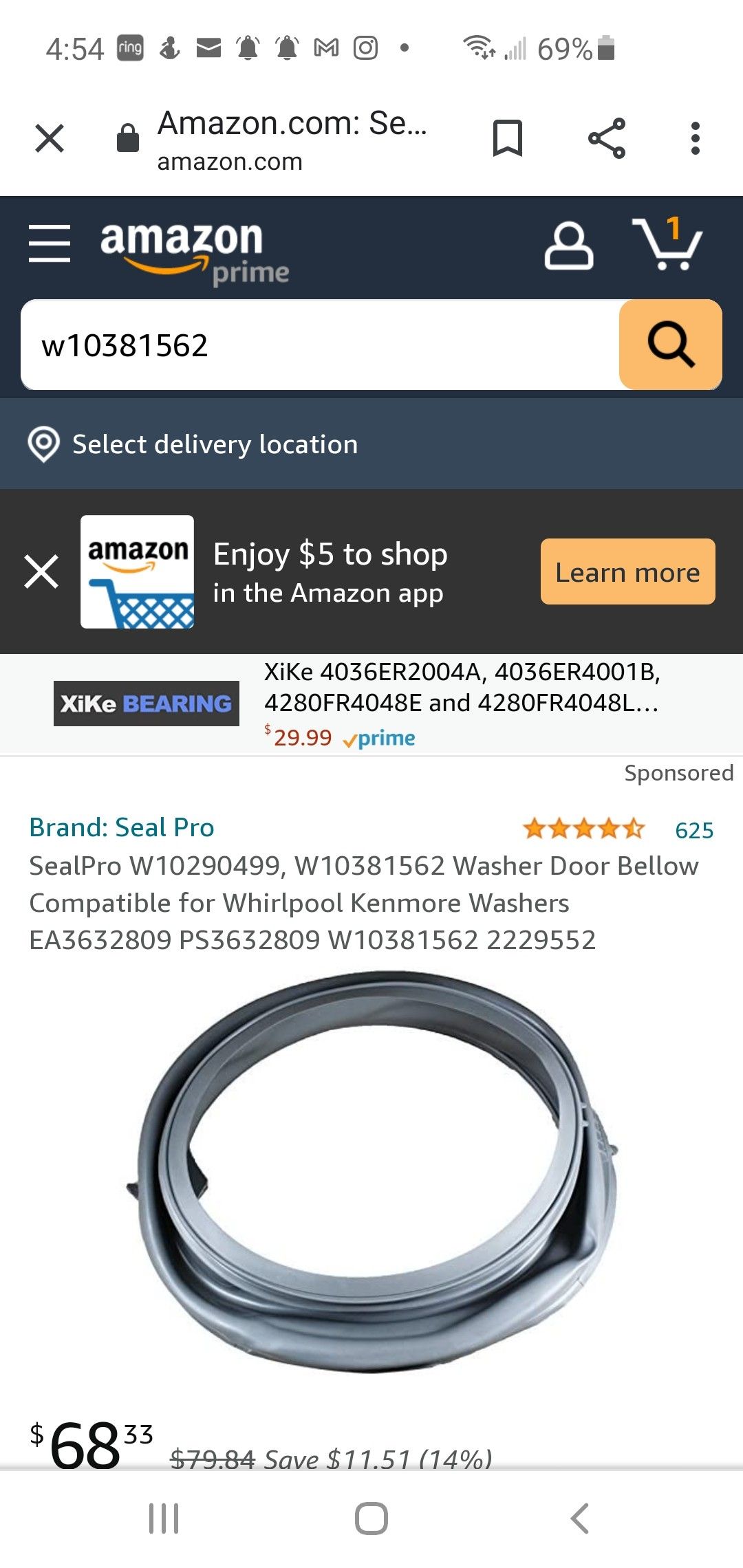 Washing machine door seal