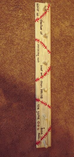 Boys room baseball hat rack