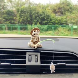 Cute Fishing Car Ornaments for Dashboard, Swinging Fish Car Dashboard Decor, Fun Car Decoration for Dash Car Accessories for Anglers, Home Garden Deco
