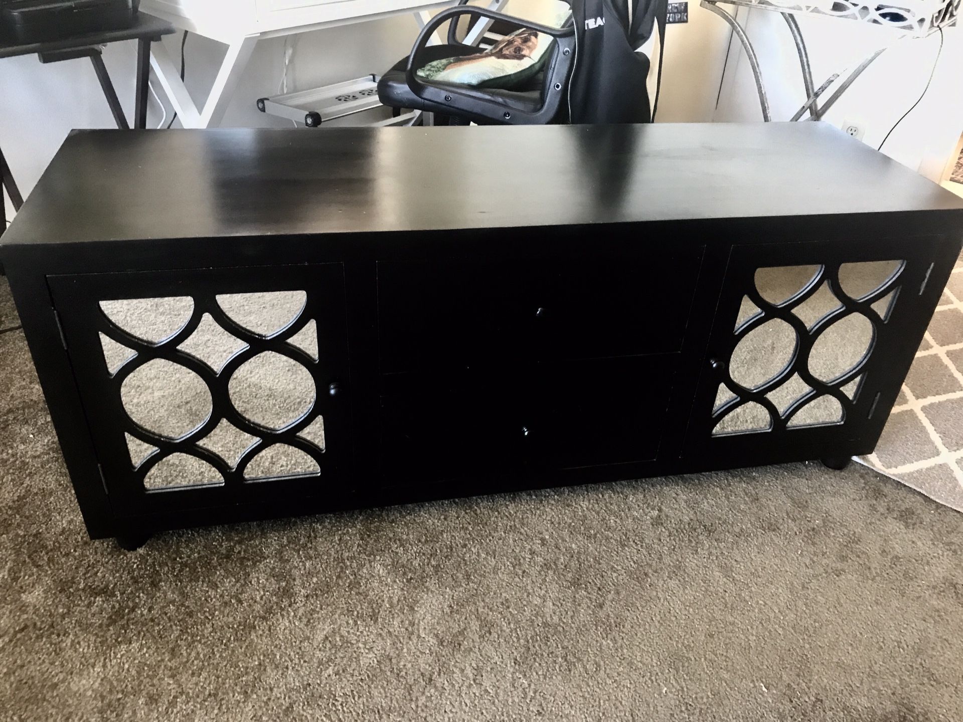 Black Entertainment/TV stand with cabinet mirrors