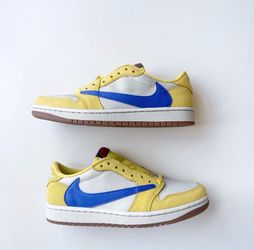 Nike Jordan 1 Low Travis Scott Canary Yellow  Elkins High School Size 9.5 Men 11 Women