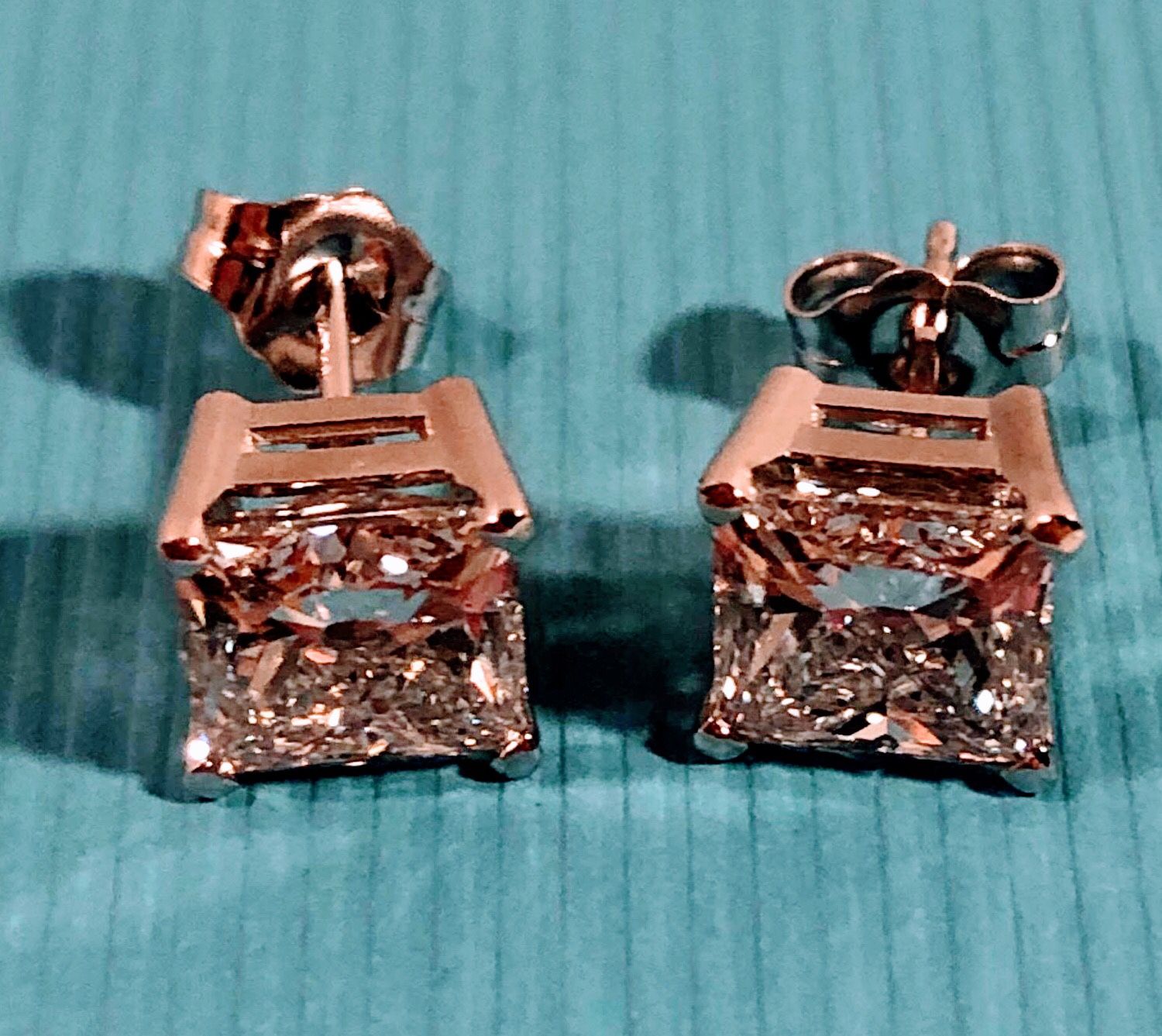 NIB 3.01 Ct 14K Solid Gold PGL Cert Lab Grown Diamond Earrings