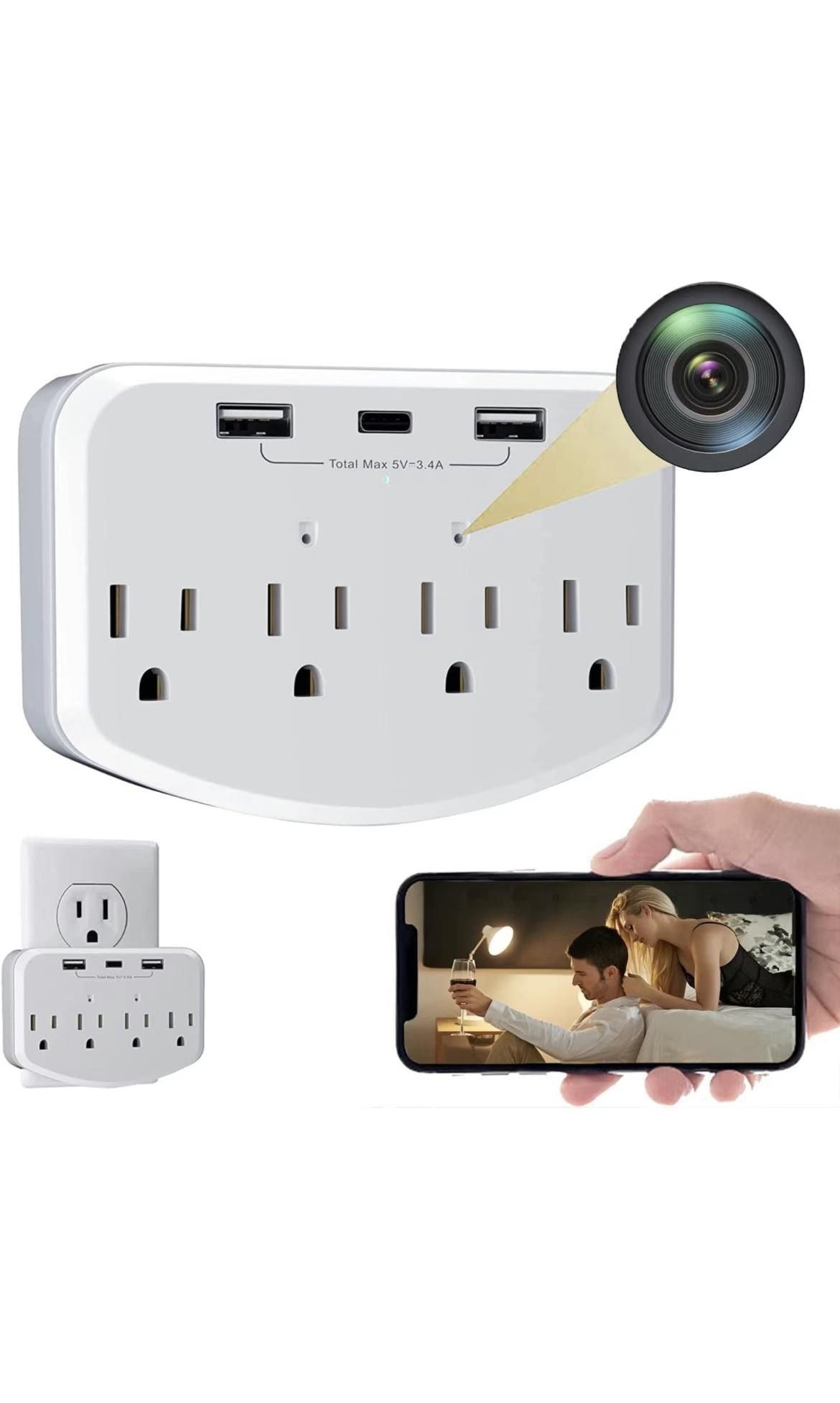 Hidden Camera WiFi Spy Camera Hidden Cameras Wall Charger Nanny Cam with USB Fast Charger Outlet HD 1080P Wireless for Home Security Secret Camera 20W