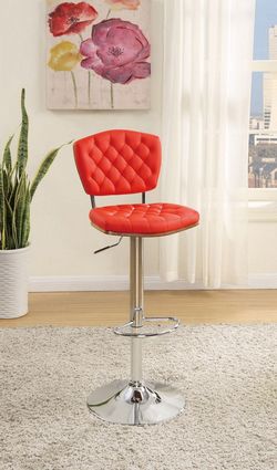 2 red bar stools