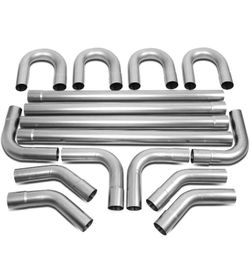 16 PCS 3 INCHES MILD STEEL DIY CUSTOM MANDREL EXHAUST PIPE STRAIGHT & U BEND TUBE KIT UNIVERSAL FIT