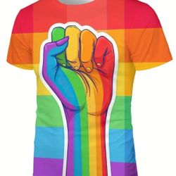 Rainbow Pride Fist Print T-Shirt