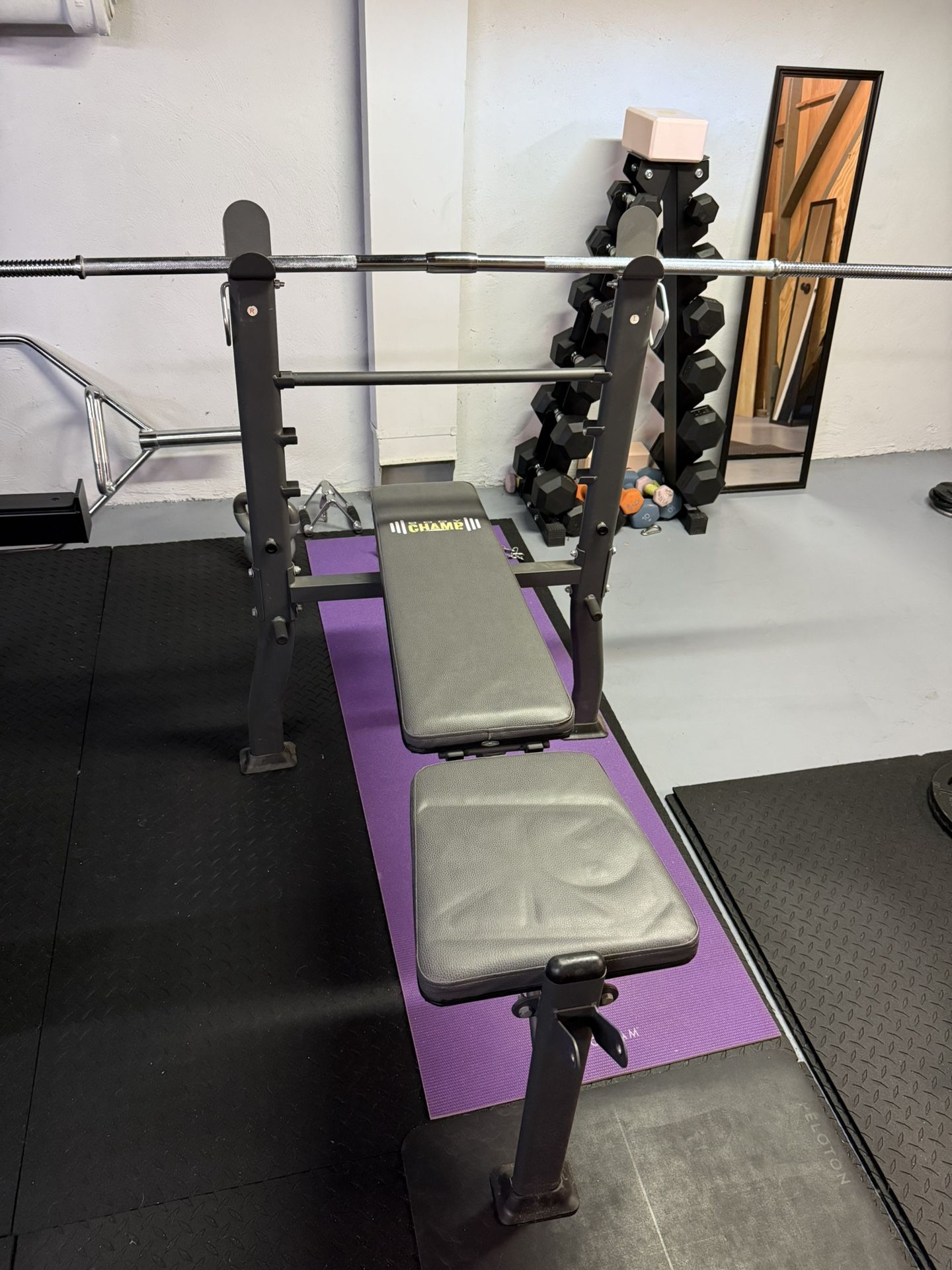 Bodychamp Bench Press, Standard Barbell, 80lbs Weight