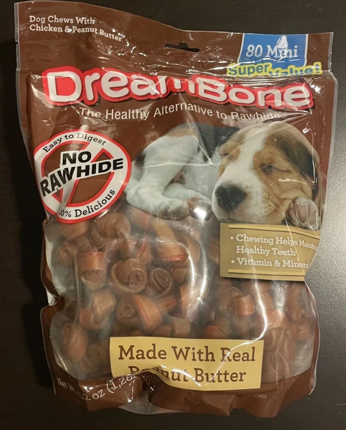 DreamBone Dog Chews With Chicken & Peanut Butter - 80 Per Bag