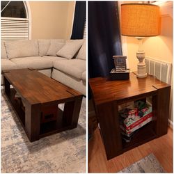 Solid Wood Living Room Table And Side Table 