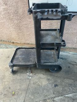 Black Plastic Janitorial Cleaning Cart