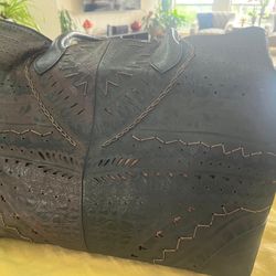 Roberto Pancani Firenze Italian Laser-Cut Leather Tote - Handmade in Italy