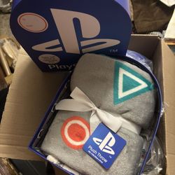 New In Gift Box: Sony PlayStation Logo Plush Throw : $122