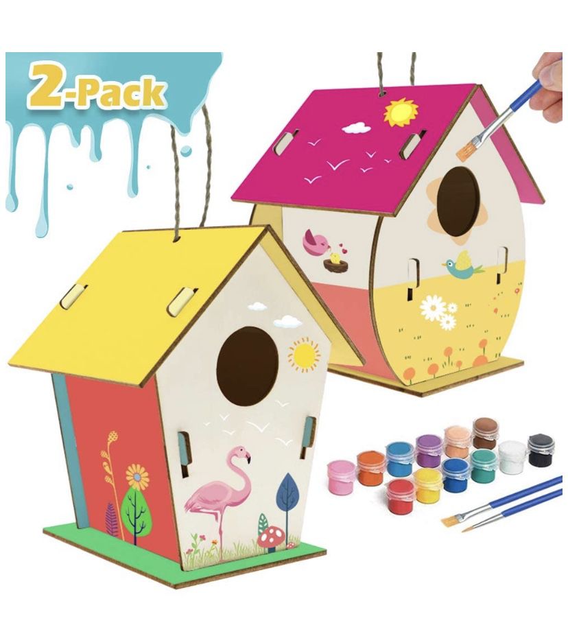 Kids Crafts Wood Arts and Crafts for Kids Ages 8-12 DIY Bird House Kit for Children to Build and Paint Reinforced Design - Creative Kids Activities P