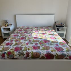 Ikea Malm Queen Bed With Two Nightstands 
