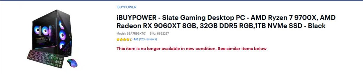 Gaming computer / gaming pc / Used (5 months) like new / 7 9700x / RX 9060XT / 32gb ddr 5 / 1tb nvme ssd