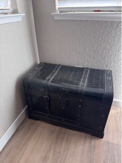 Faux leather wooden chest