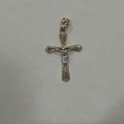 14K White And Yellow Gold Cross Pendant