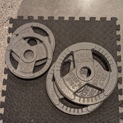 Olympic iron weight plates + 5' bench bar
