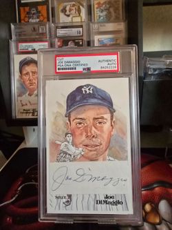 Joe DiMaggio Signed Perez-Steele Postcard HOF Cut Auto PSA/DNA Certified Slabbed