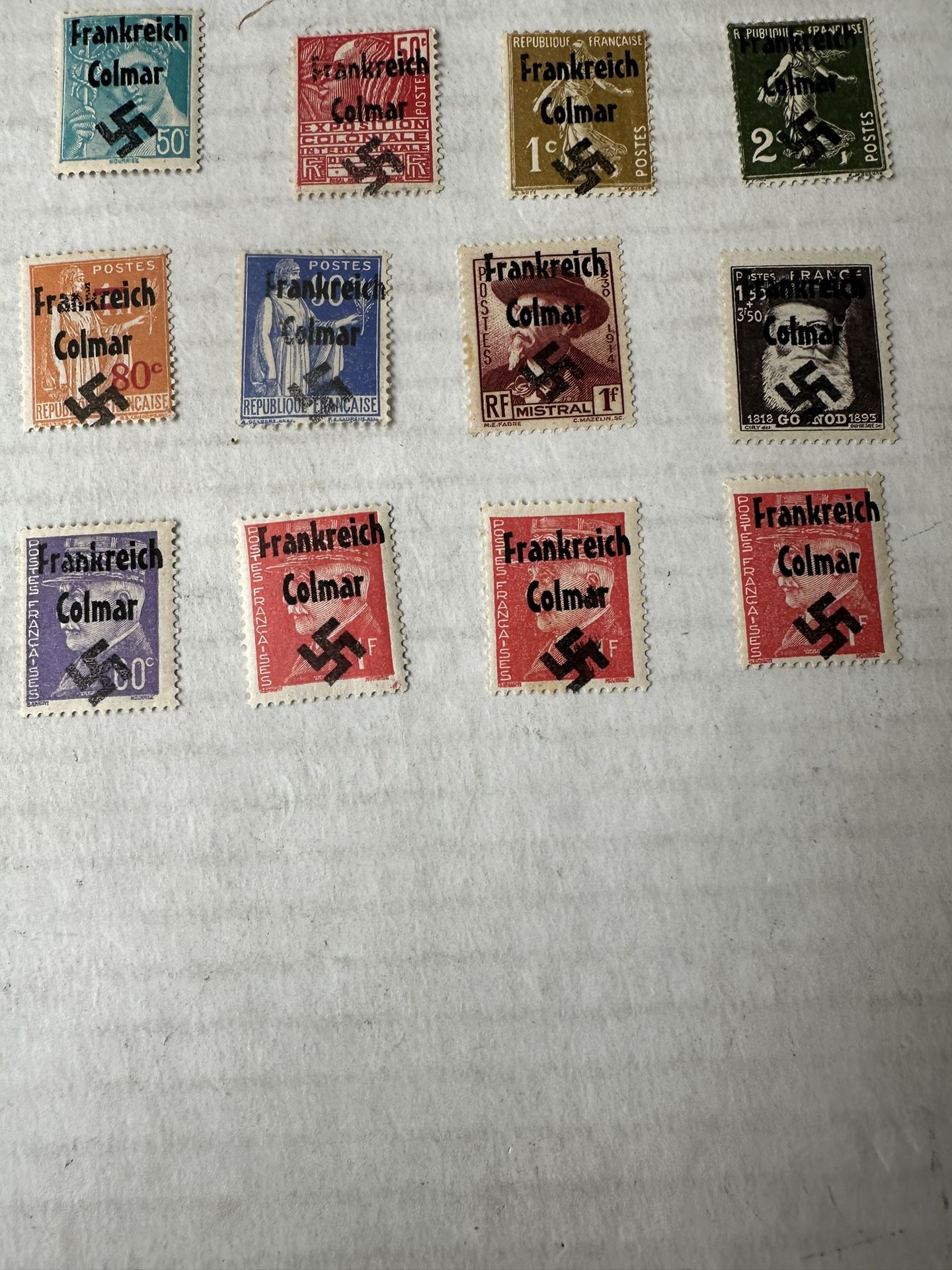 German France Overprint Collection Of 32 Colmar Stamps Unused