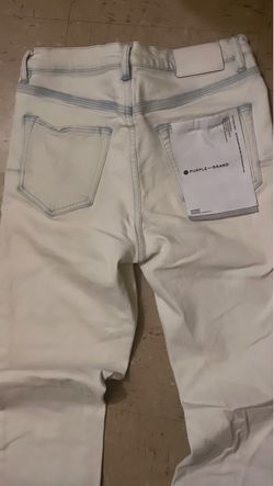 Purple Brand White Jeans with Blue Stitching