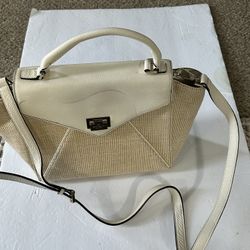 Kate Spade Leather Woven Crossbody Satchel Purse Detachable Strap New With Defects