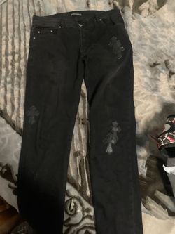 Chrome Hearts Black Denim Jeans with Cross Patches