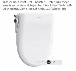 Tadashi Bidet Toilet Seat Elongated, Heated Toilet Seat, Instant Warm Water & Dryer, Feminine & Rear Wash, Self-Clean Nozzle, Slow Close Lid, Child/EC