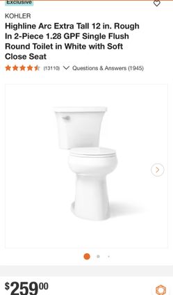 Highline Arc Extra Tall 12 in. Rough In 2-Piece 1.28 GPF Single Flush Round Toilet in White with Soft Close Seat