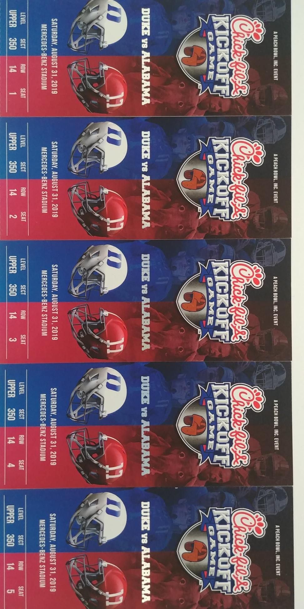 Tickets to Alabama vs Duke Aug 31
