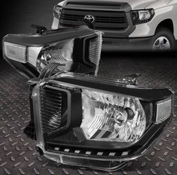 2014 - 2021 Toyota Tundra Black Housing Clear Corners Headlight Replacement Headlamps