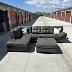 FREE DELIVERY&INSTALLATION Charcoal Gray Sectional+Ottoman