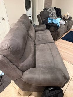 Grey recliners couches sofas love seat cup holders