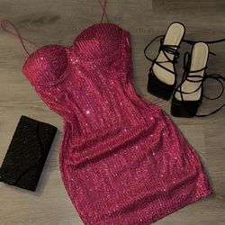 Hot Pink Sequence BodyCon Dress🤩