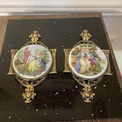 Set of 2 Vintage Florentine Porcelain Limoges  Pictures