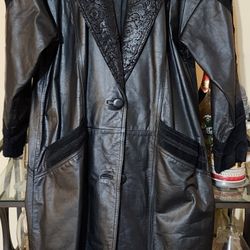 Women's Genuine Leather Trench Coat