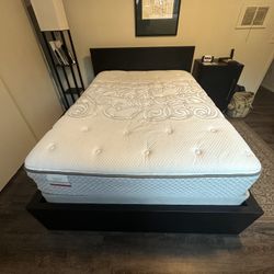 IKEA Black Bedframe, Full. Kingman Mattress and Boxspring Too! 
