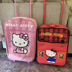 Hello Kitty Girls Suitcase Lot Of 2 Pink Red 