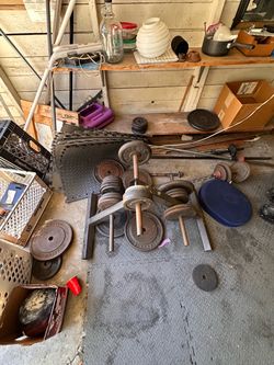 Cast Iron Weight Plates and Barbells Set