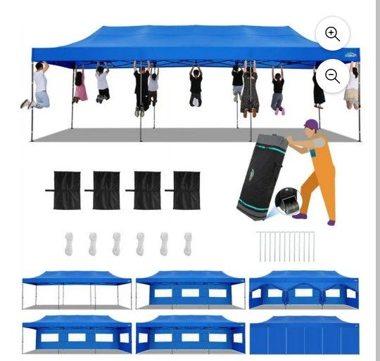 10x30 Pop up Canopy Tent 10x30 Canopy with Sidewalls, Heavy Duty Party Tent Tents for Parties, Foldable UPF 50+ Waterproof Commercial Easy up Canopy w